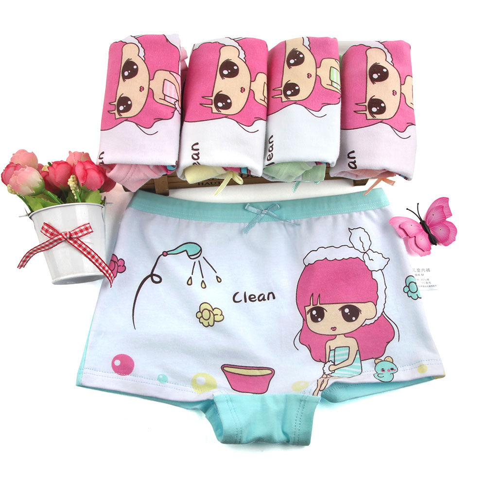 Kid Girl Cartoon Pattern Cotton Softwear Briefs Underwear 5 Packs