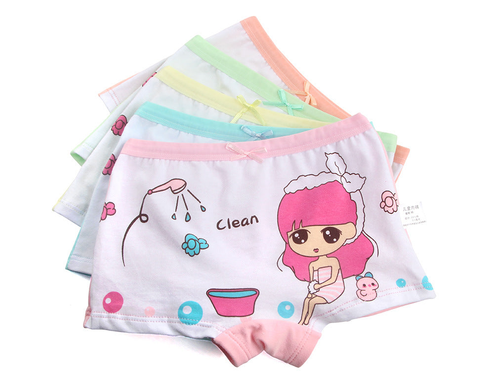 Kid Girl Cartoon Pattern Cotton Softwear Briefs Underwear 5 Packs