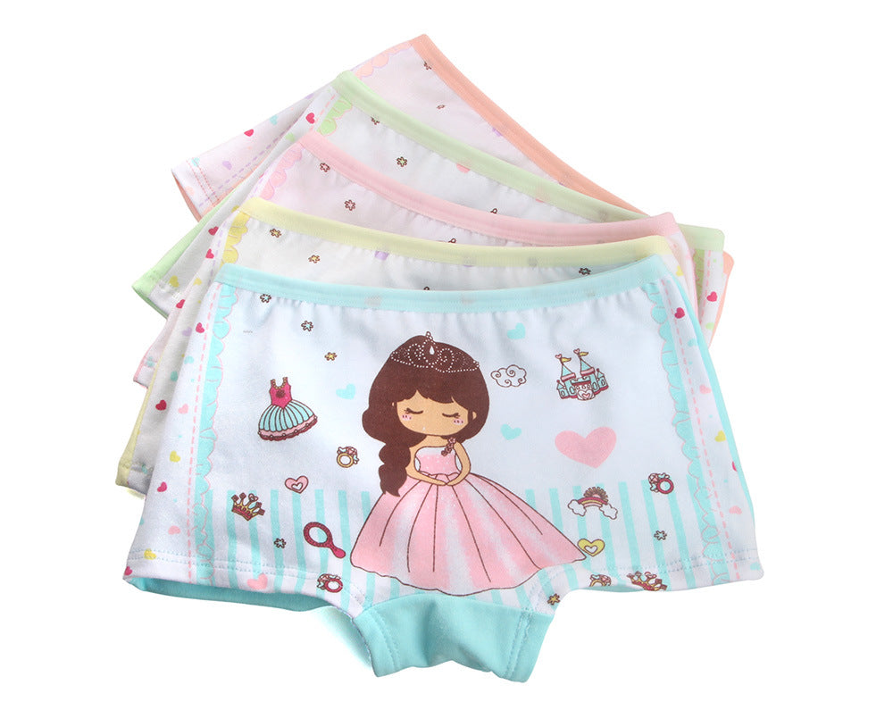 Kid Girl Cartoon Pattern Cotton Softwear Briefs Underwear 5 Packs