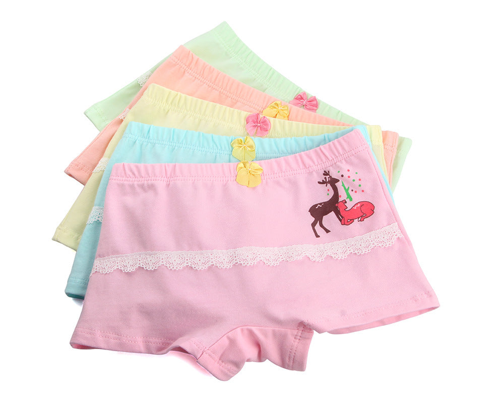 Kid Girl Cartoon Pattern Cotton Softwear Briefs Underwear 5 Packs