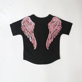 Family Matching Angel Wings Sequin Embroidery Adult Kids Shirt Tops