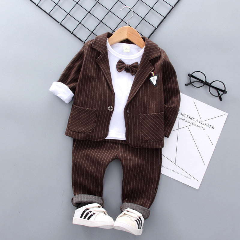 Kid Baby Boys Suit Spring Plaid Wedding 3 Pcs Sets