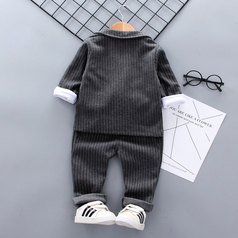 Kid Baby Boys Suit Spring Plaid Wedding 3 Pcs Sets