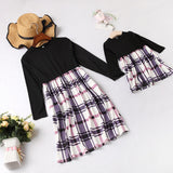 Family Matching Parent-child Autumn Fashion Plaid Long Dresses