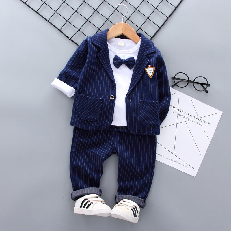 Kid Baby Boys Suit Spring Plaid Wedding 3 Pcs Sets