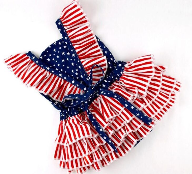 Baby Girl Star Print Strap Halter Independence Day Romper