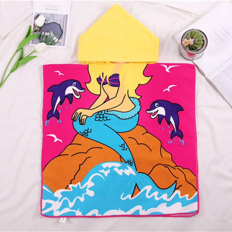Kid Baby Cartoon Bath Towel Microfiber Hooded Beach Towel Pajamas