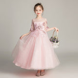 Sequins Flower Girls Floral Host Celebration Party Princess Dresses