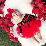Newborn Baby Girl Flower Print Off Shoulder Valentine Sets 3 Pcs