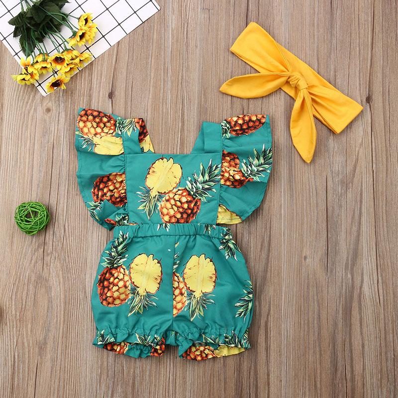 Baby Girl Floral Ruffle Sleeve Backless Romper 2Pcs Outfit Set