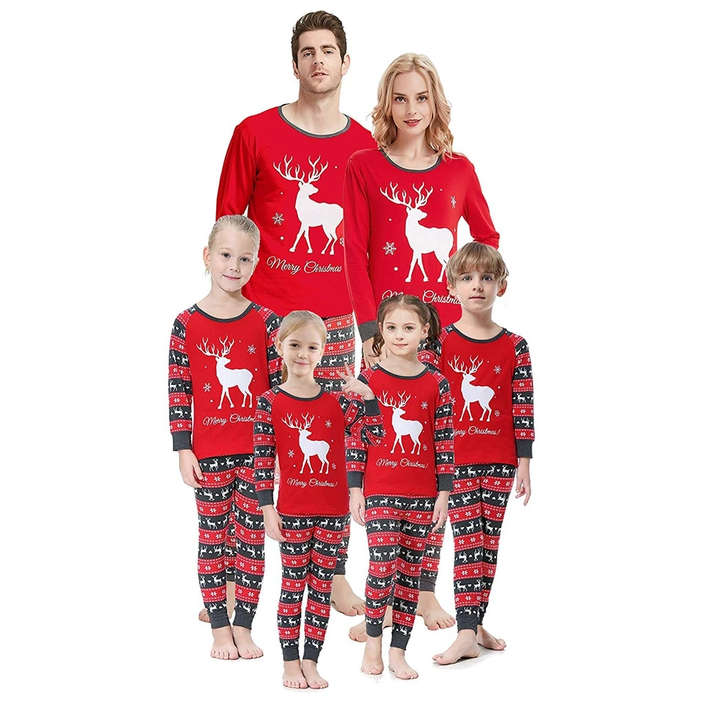 Family Matching Christmas Pajamas Adult Kids Sleepwear Nightwear