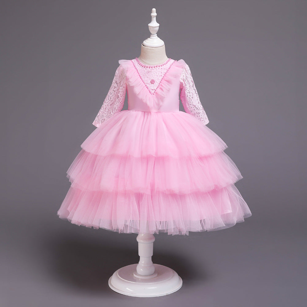 Kid Baby Girl Princess Lace Cake Pompous Birthday Dresses