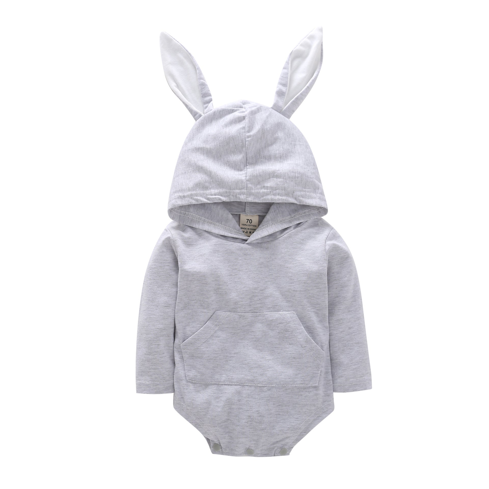 Baby Boys Girls Spring Easter Cartoon Bunny Ears Long Sleeves Crawl Romper
