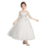 Sequins Flower Girls Floral Host Celebration Party Princess Dresses