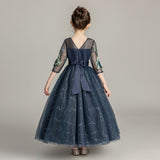 Sequins Flower Girls Floral Host Celebration Party Princess Dresses