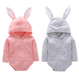 Baby Boys Girls Spring Easter Cartoon Bunny Ears Long Sleeves Crawl Romper