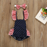 Baby Girl Star Print Strap Halter Independence Day Romper