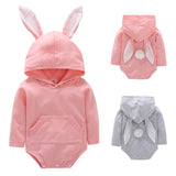 Baby Boys Girls Spring Easter Cartoon Bunny Ears Long Sleeves Crawl Romper