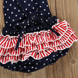 Baby Girl Star Print Strap Halter Independence Day Romper