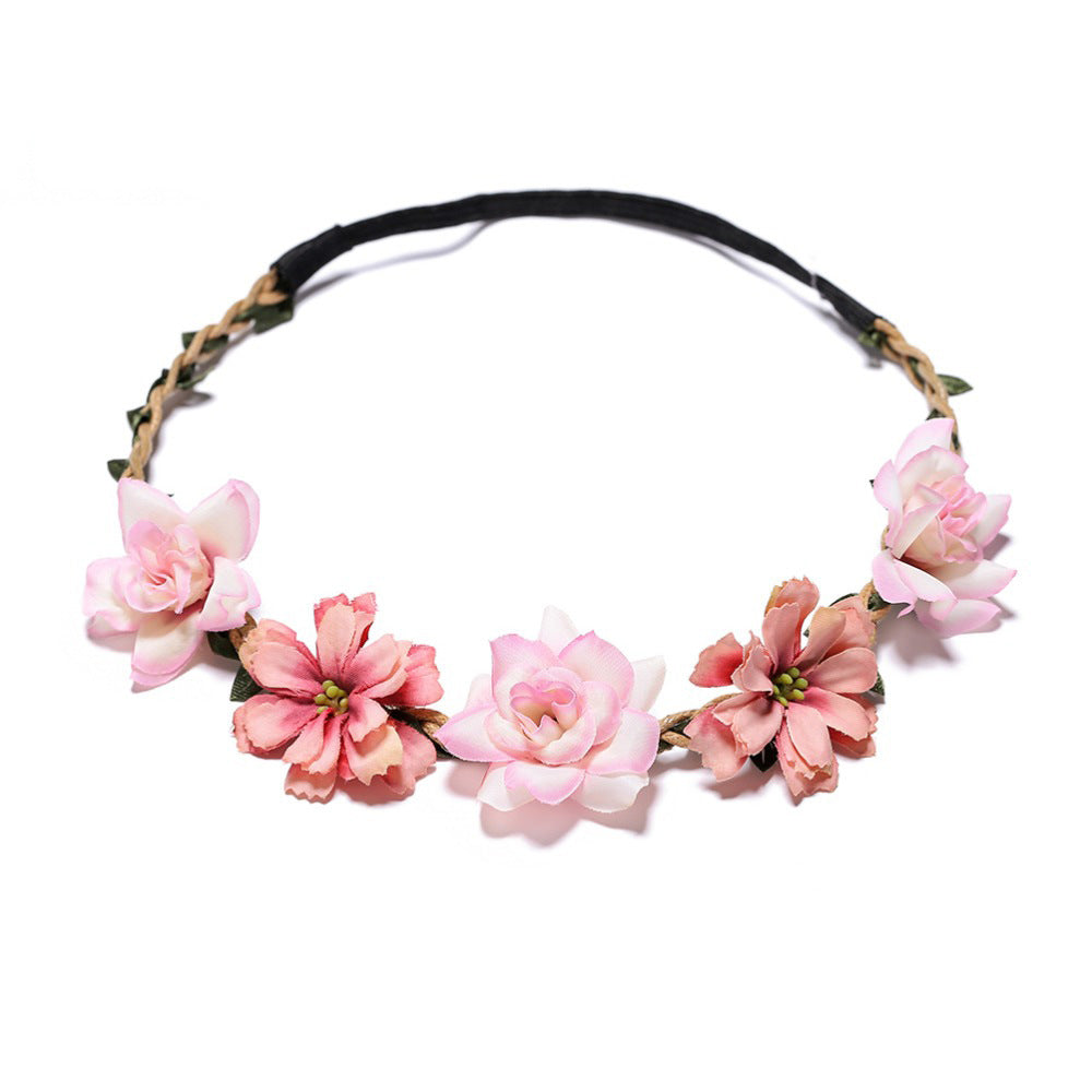 Kid Girl Headband Silk Flower Rose Wedding Photography Travel Headwear
