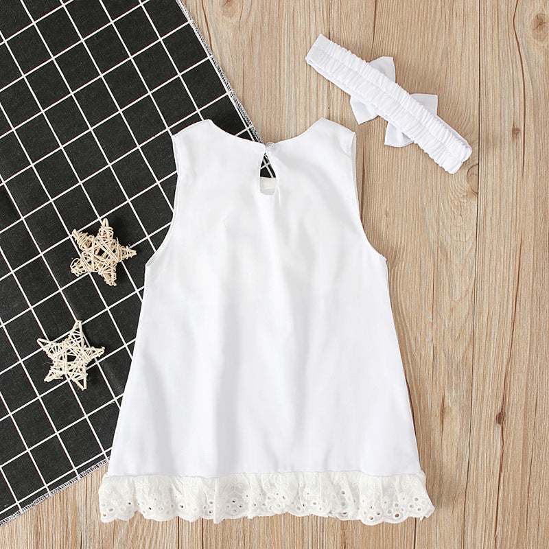 Baby Girls Dress Summer Fashion Sleeveless Bow Ins Dresses 2 Pcs