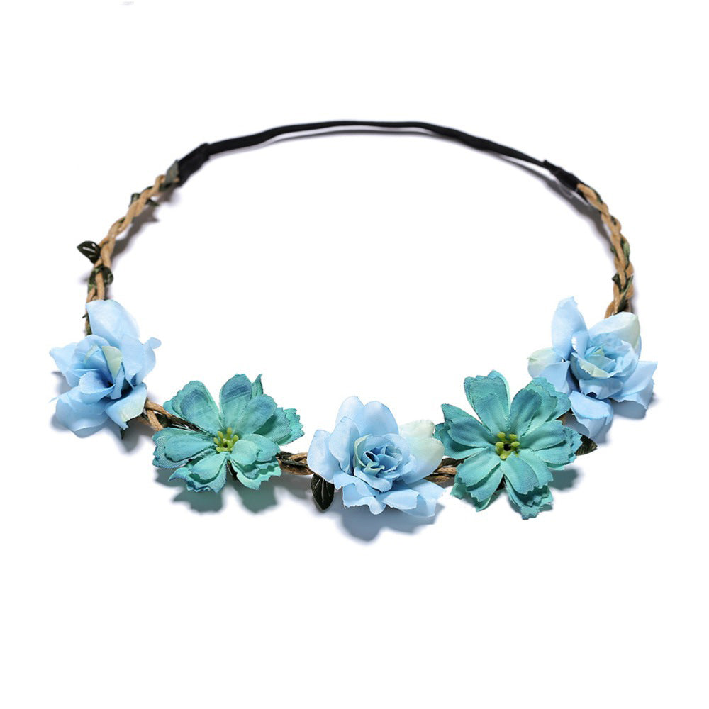 Kid Girl Headband Silk Flower Rose Wedding Photography Travel Headwear