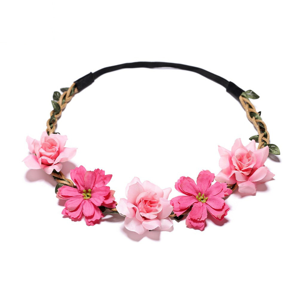 Kid Girl Headband Silk Flower Rose Wedding Photography Travel Headwear