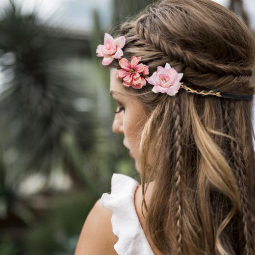 Kid Girl Headband Silk Flower Rose Wedding Photography Travel Headwear