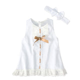 Baby Girls Dress Summer Fashion Sleeveless Bow Ins Dresses 2 Pcs