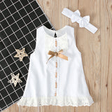 Baby Girls Dress Summer Fashion Sleeveless Bow Ins Dresses 2 Pcs