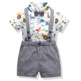 Baby Boy Printed Halter Suspenders Bow Tie Gentlemen 2 Pcs Sets