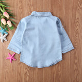 Kid Baby Girl Boy Long Sleeve Lapels Denim Shirt Blouses
