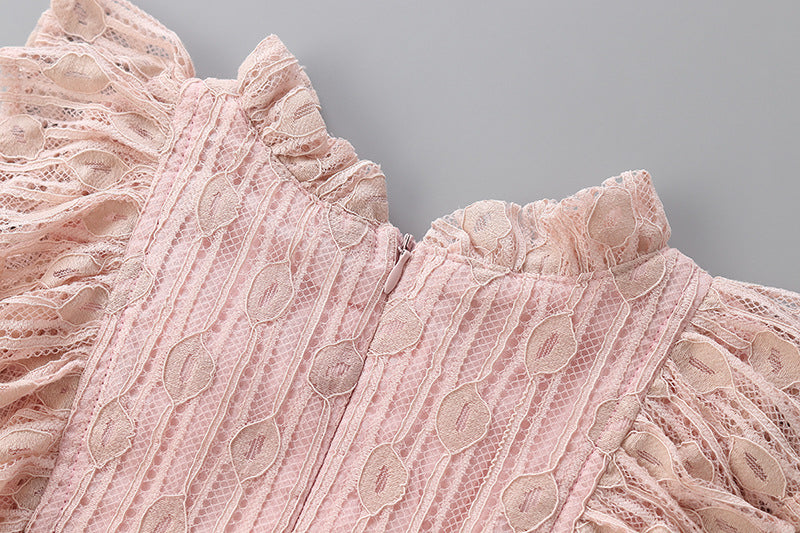 Kid Baby Girl Lace Fluffy Gauze Long Sleeve Flower Casual Dresses