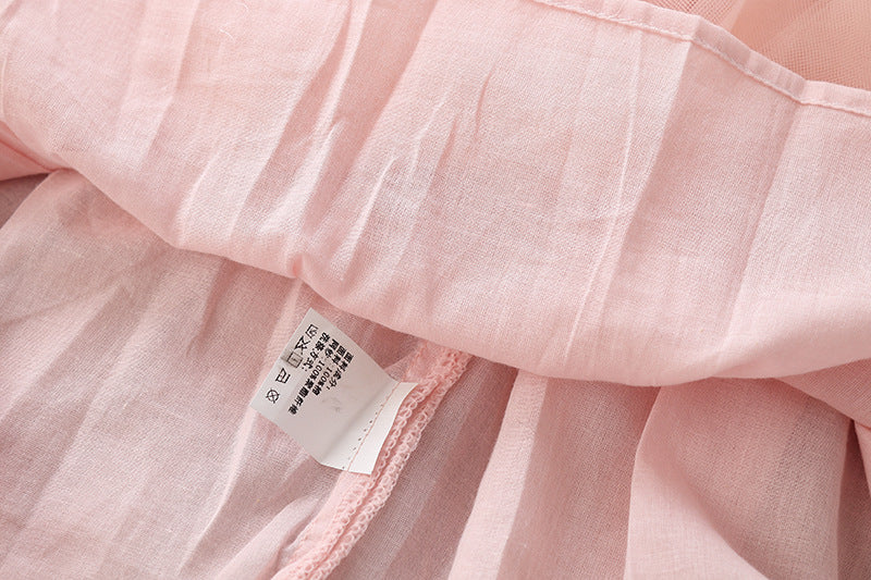 Kid Baby Girl Lace Fluffy Gauze Long Sleeve Flower Casual Dresses