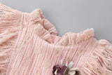 Kid Baby Girl Lace Fluffy Gauze Long Sleeve Flower Casual Dresses