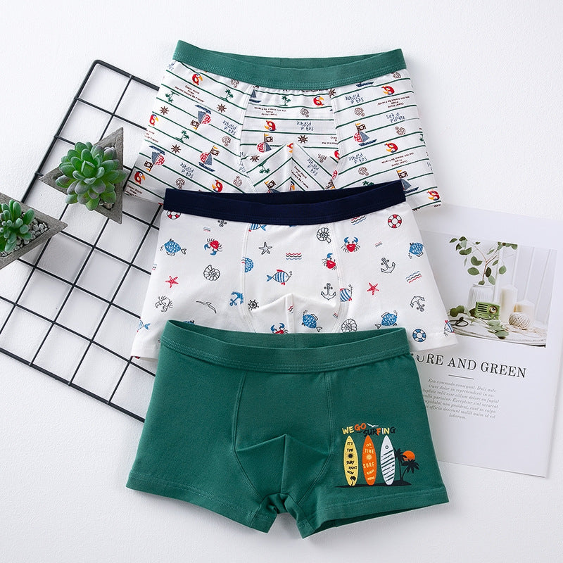 Kid Baby Boy Underwear Cotton Briefs Print 3 Packs