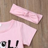 Kid Baby Girl Printed Jeans Letter Outfits 3 Pcs Set
