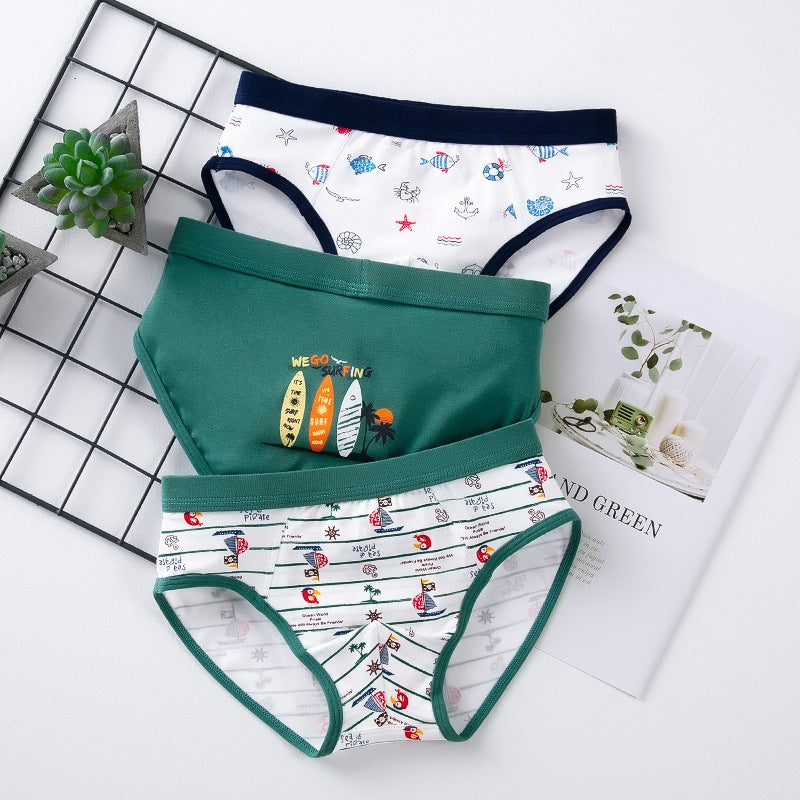 Kid Baby Boy Underwear Cotton Briefs Print 3 Packs