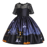 2-12T Kid Baby Girl Pumpkin Lantern Print Halloween Dress