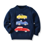 Kid Baby Boy Cartoon Shoulder Button Sweater