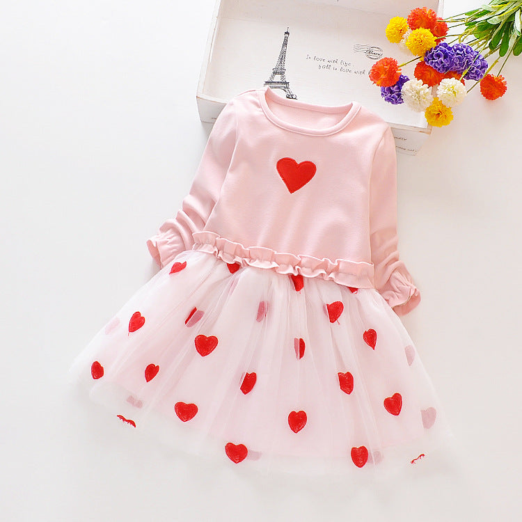 Kid Baby Girl Autumn Long Sleeve Mesh Flower Casual Dresses