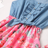 Family Matching Parent-child Mosaic Short Flower Dresses
