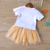 Kid Baby Girls Cartoon Short Sleeves Gauze Rabbit Suits 2 Pcs Sets