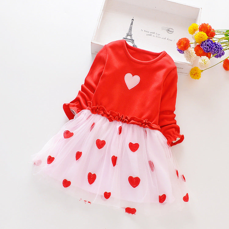 Kid Baby Girl Autumn Long Sleeve Mesh Flower Casual Dresses