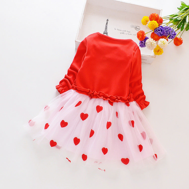 Kid Baby Girl Autumn Long Sleeve Mesh Flower Casual Dresses