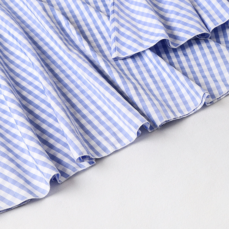 Family Matching Parent-child New Bowknot Plaid Dresses