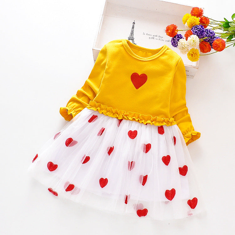 Kid Baby Girl Autumn Long Sleeve Mesh Flower Casual Dresses