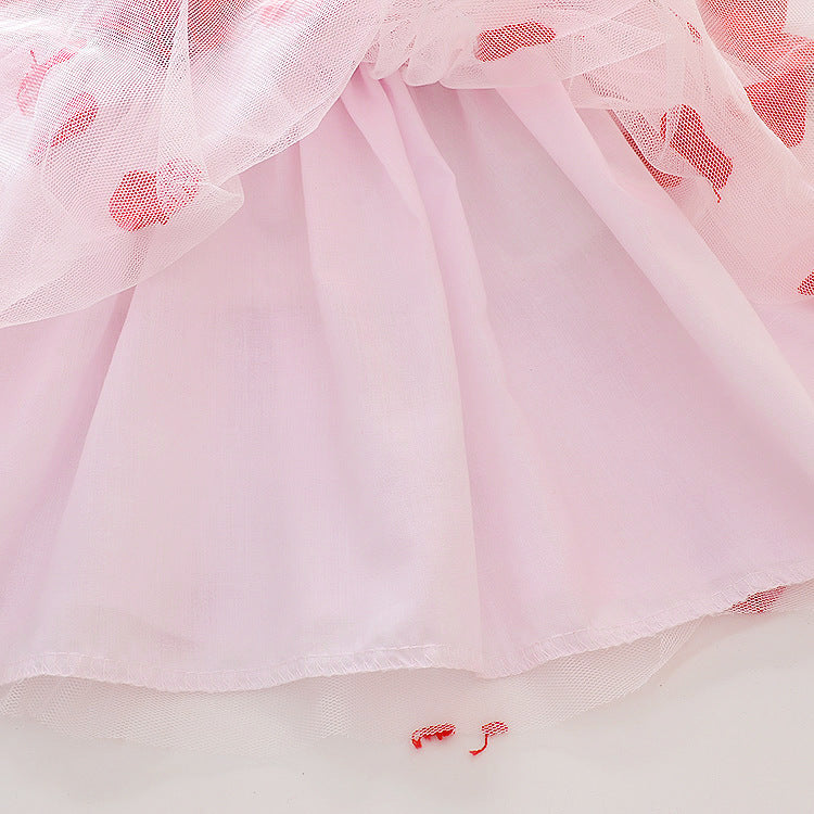 Kid Baby Girl Autumn Long Sleeve Mesh Flower Casual Dresses