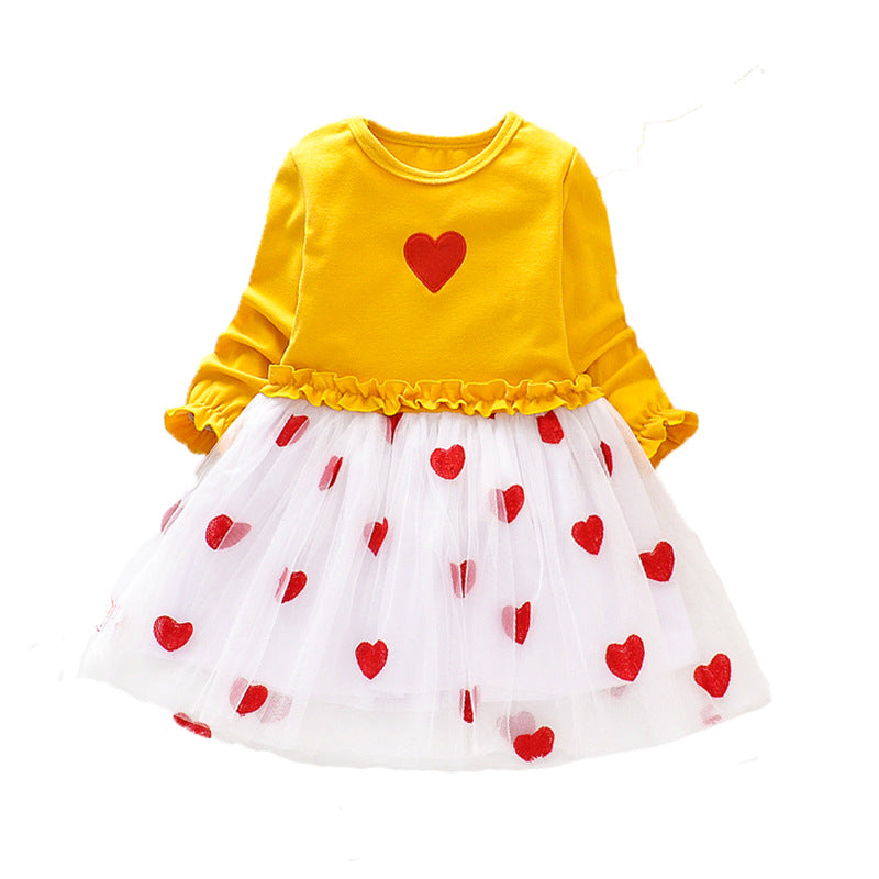 Kid Baby Girl Autumn Long Sleeve Mesh Flower Casual Dresses
