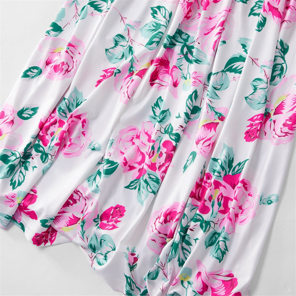 Family Matching Parent-child Mother-daughter One Shoulder Printed Dresses